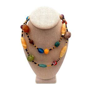Vintage Multicolor Stone Beaded Necklace